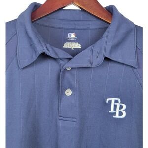 MLB Authentic Tampa Bay Rays Polo Shirt Mens XL‎ Baseball Navy Blue
